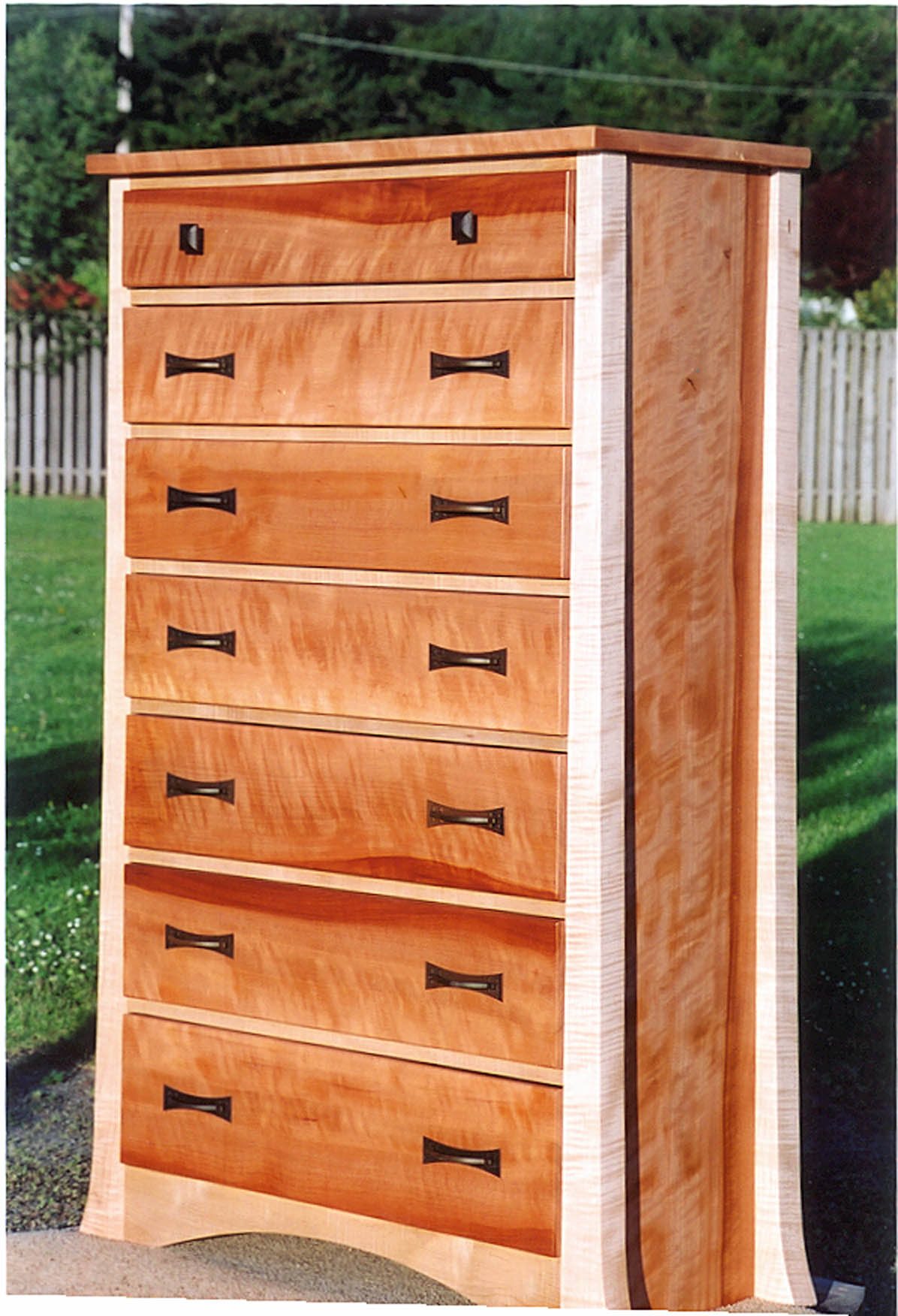 Meredith Dresser in Red Madrone with Curley Silver Maple Legs